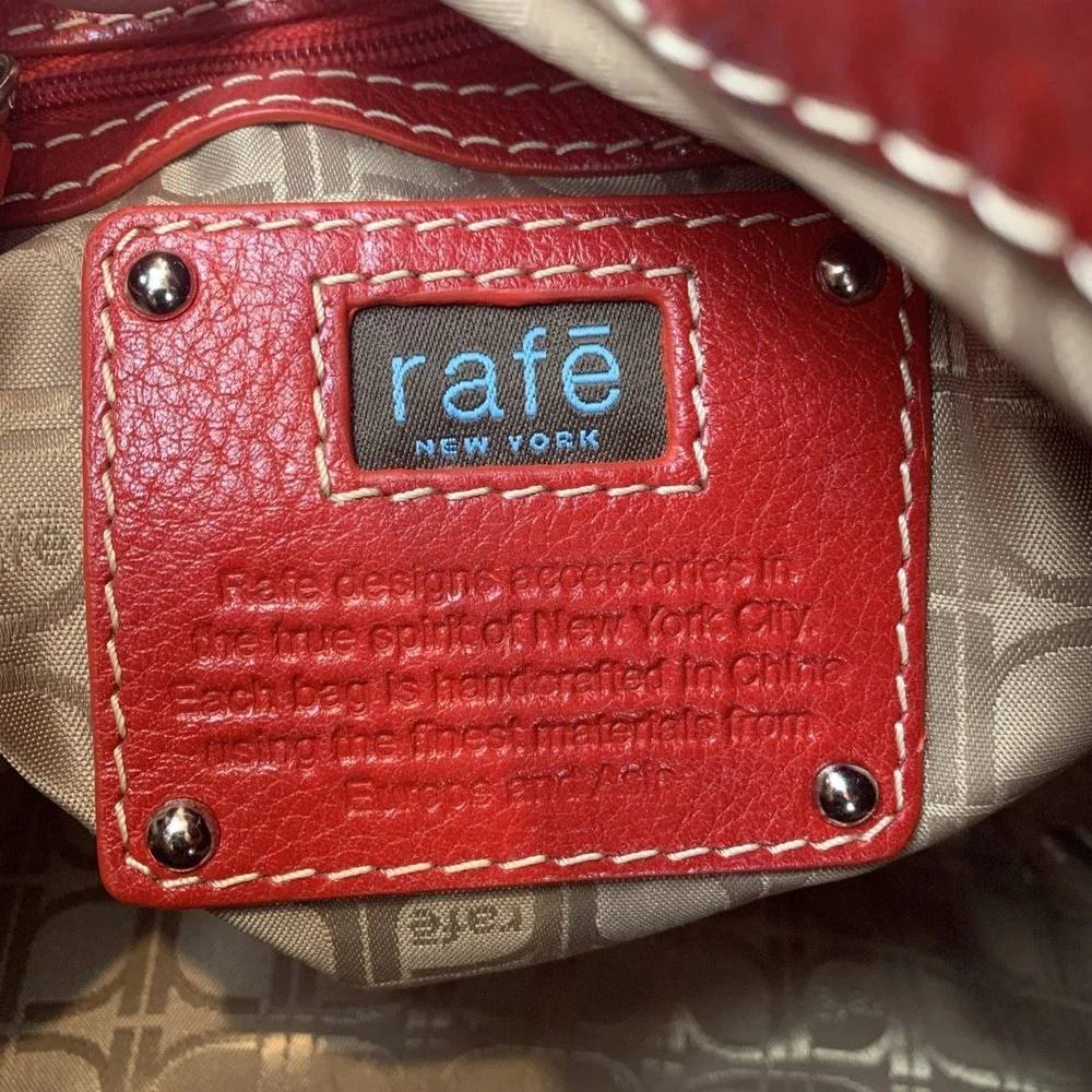 Rafe New York Handbag Rattan Straw With Red Pantent Trim Dust Bag